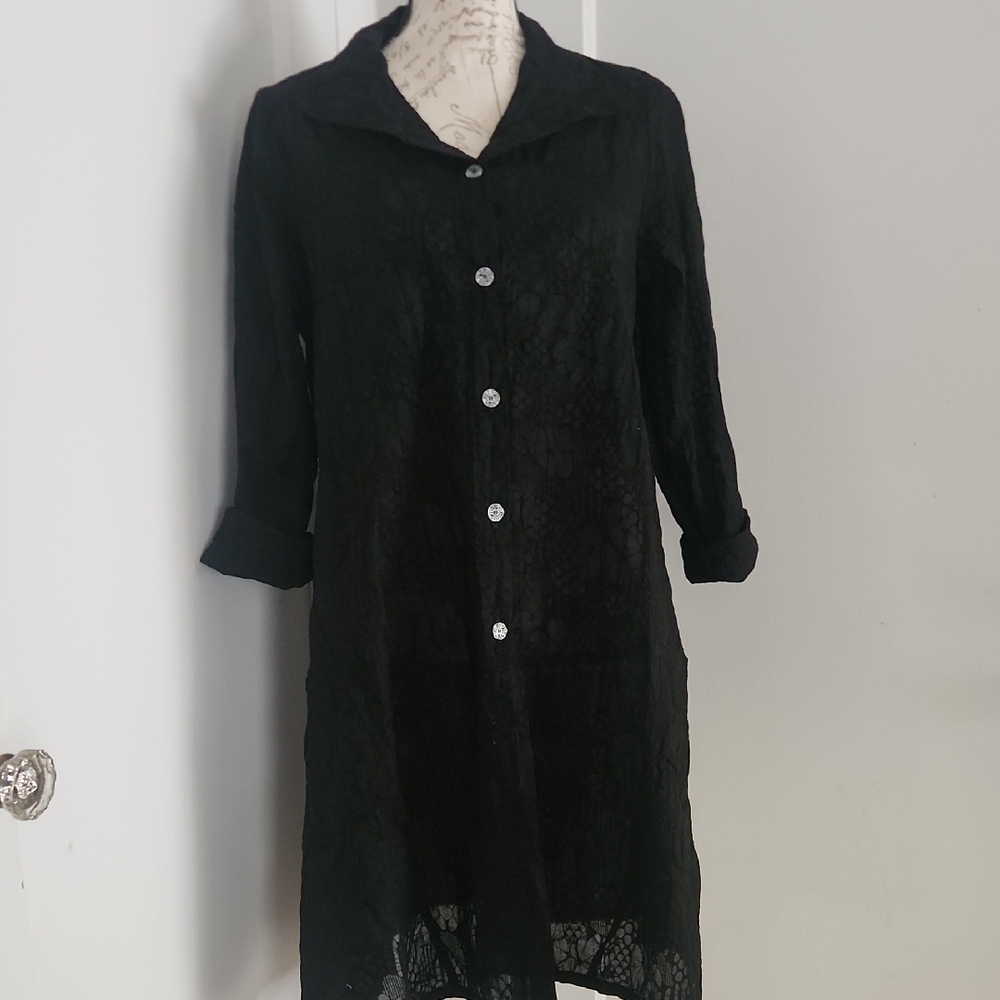 Elegant Black Lace Cover-up Dress